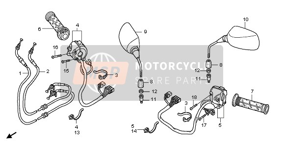 Honda NSS250S 2011 Schakelaar & Kabel & Spiegel voor een 2011 Honda NSS250S